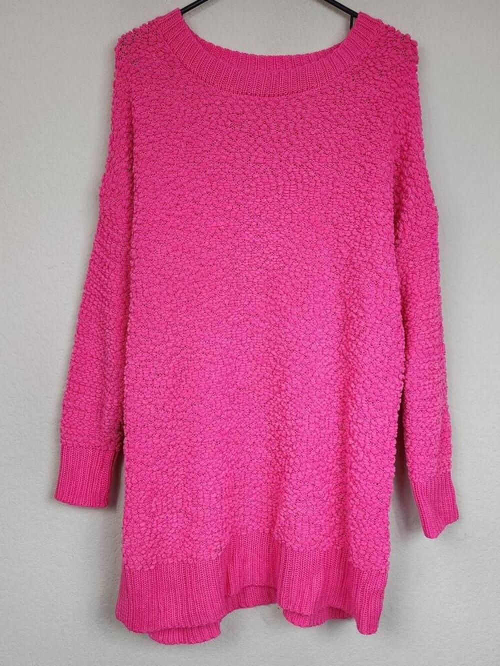 Vintage XL Hot Pink Tunic Sweater - Picture 1 of 4